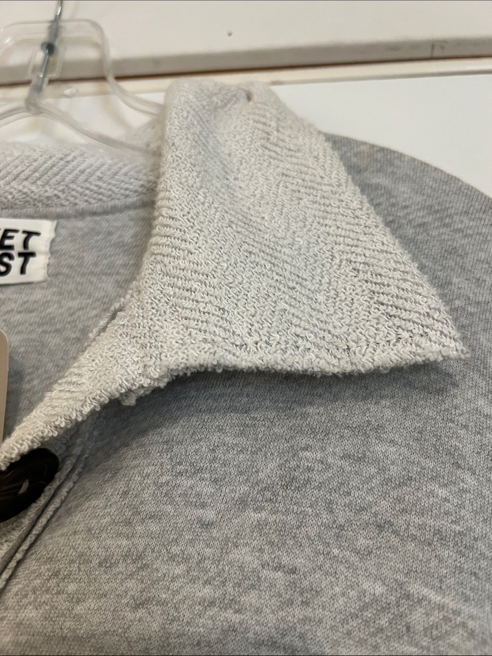 Bucket List Oversized Two-Tone Gray Wide Leg Jumpsuit Raw Edges Texture Button M - Picture 14 of 16